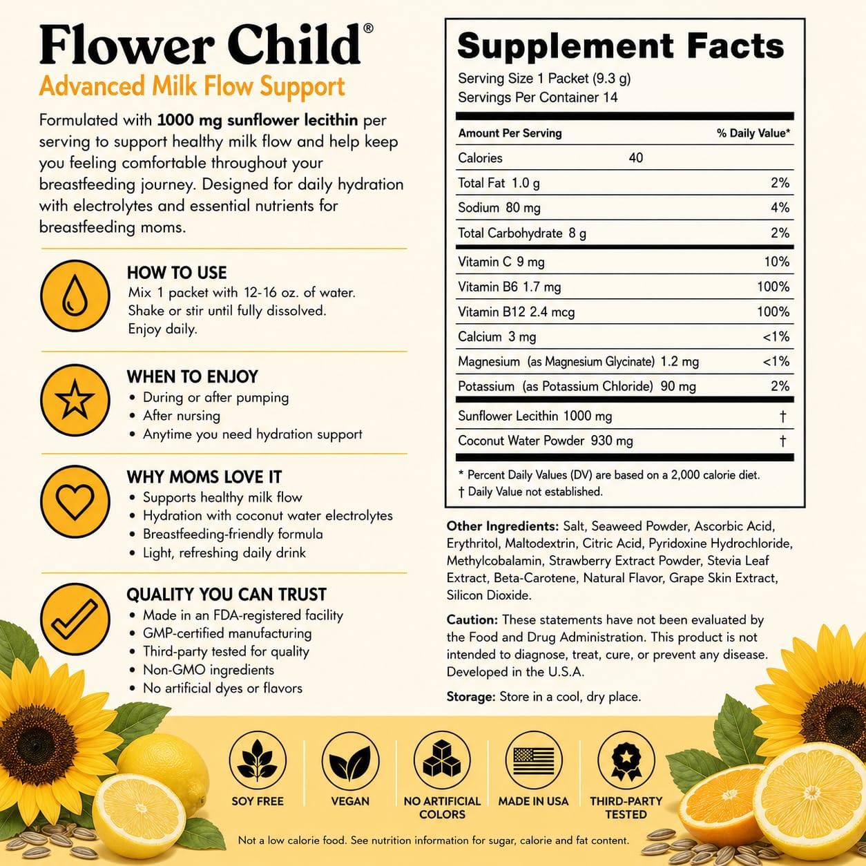 Lactation Drink Mix | 1000 mg Sunflower Lecithin