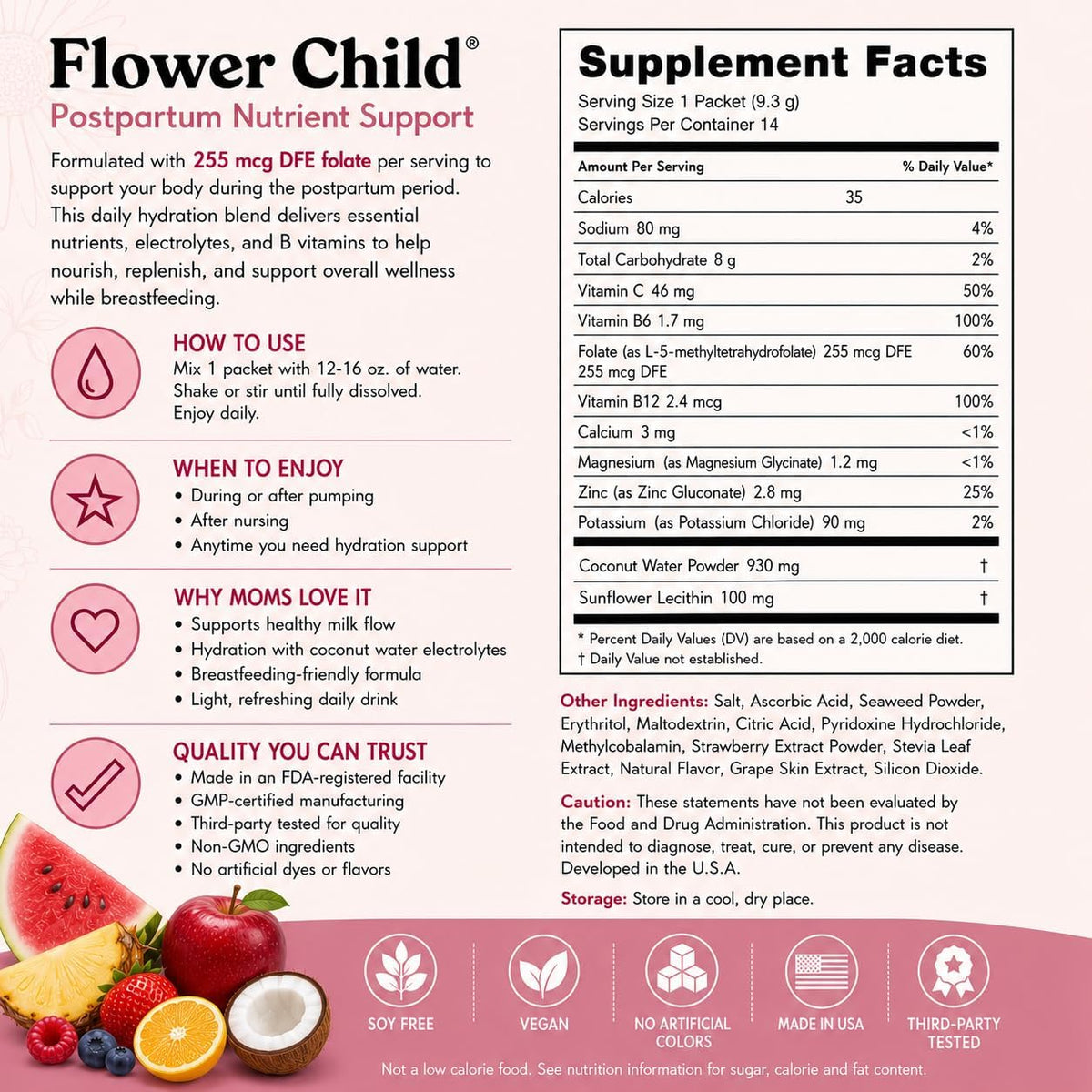 Postpartum Hydration Drink Mix - Fruit Punch